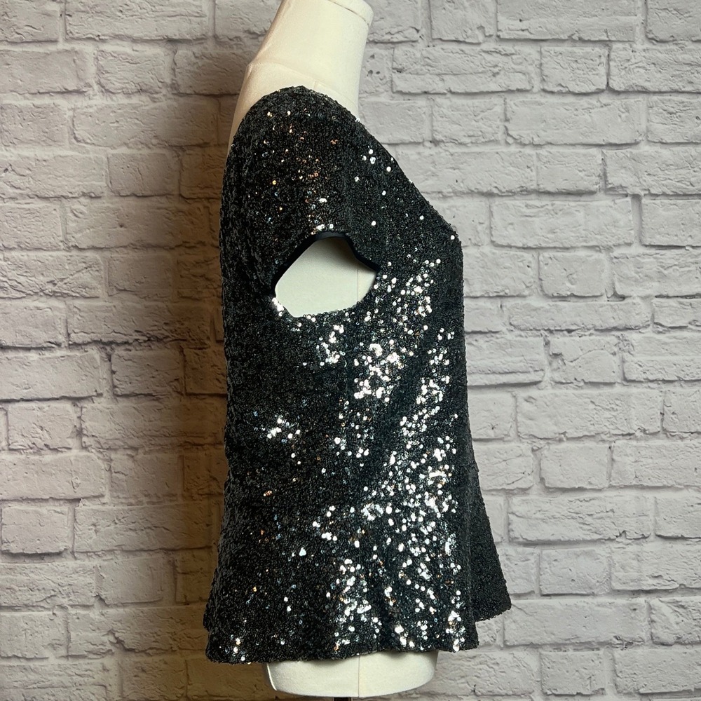 Women's Black Sequin Peplum Top - Brand - Picture 3 of 8